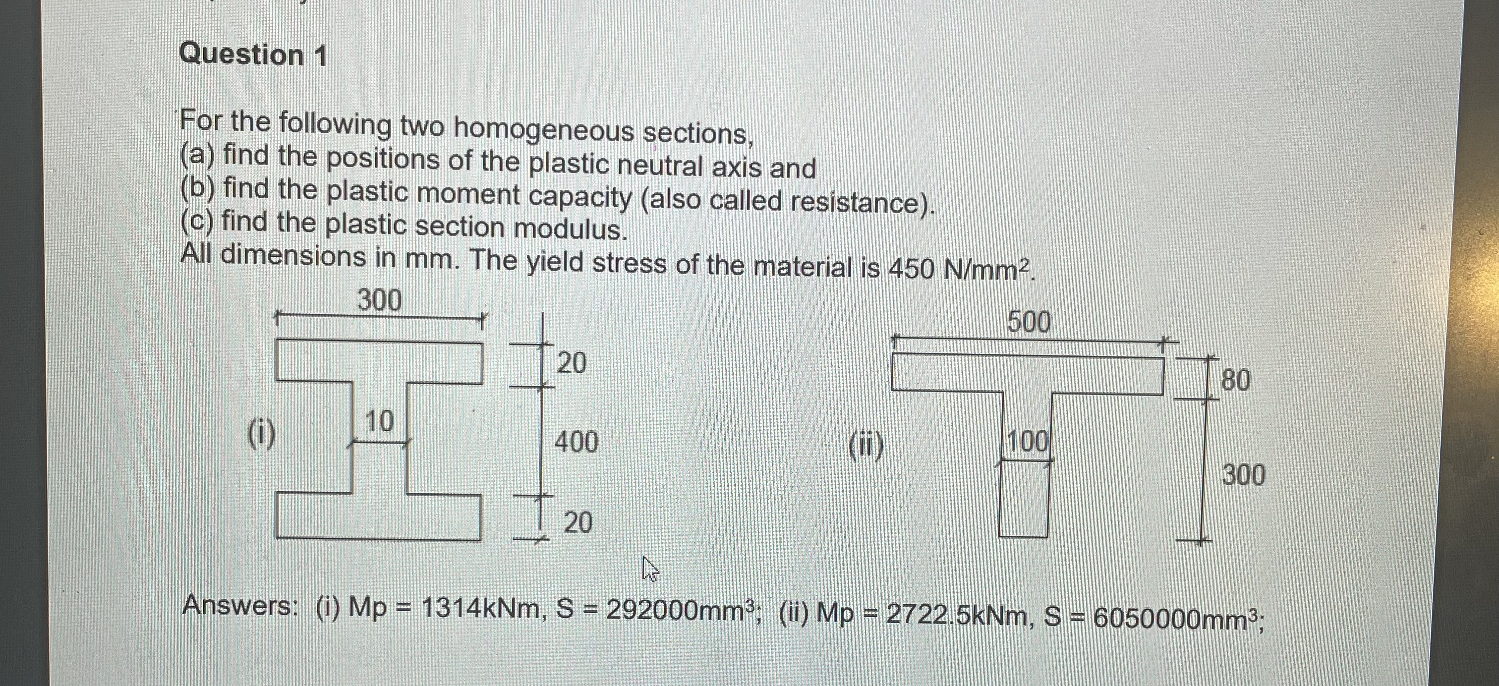 Question 1 For the following two homogeneous