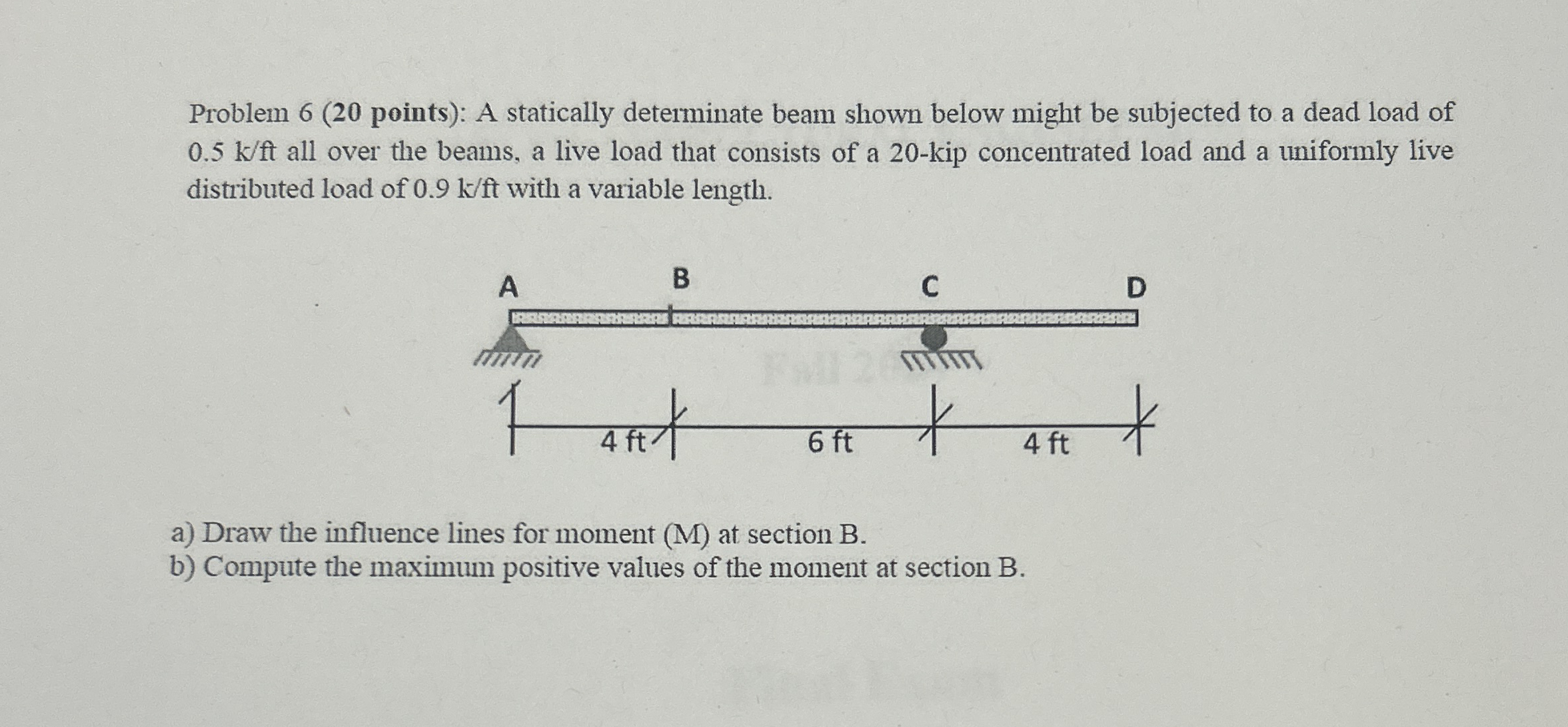 Problem 6 ( 2 0 points ) : A statically