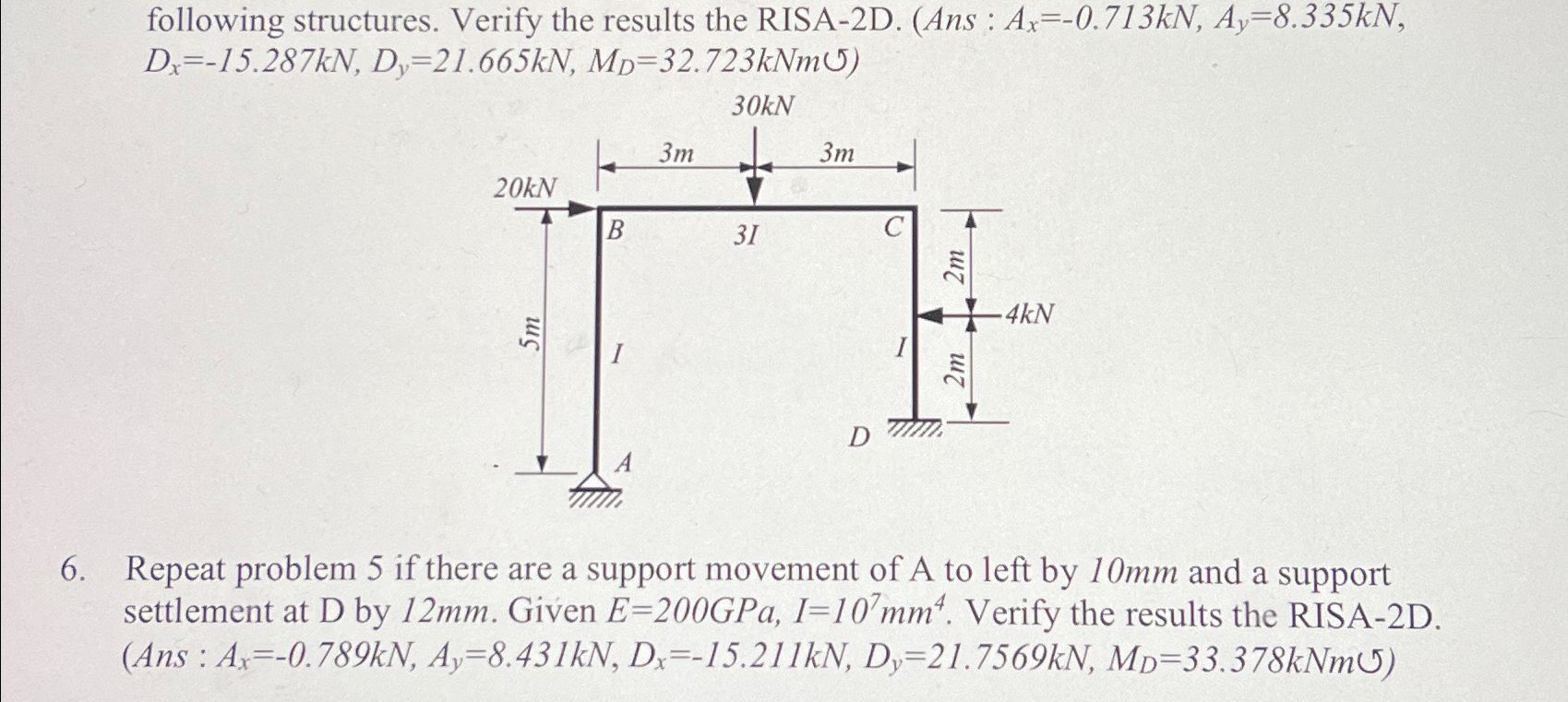 following structures. Verify the results the RISA
