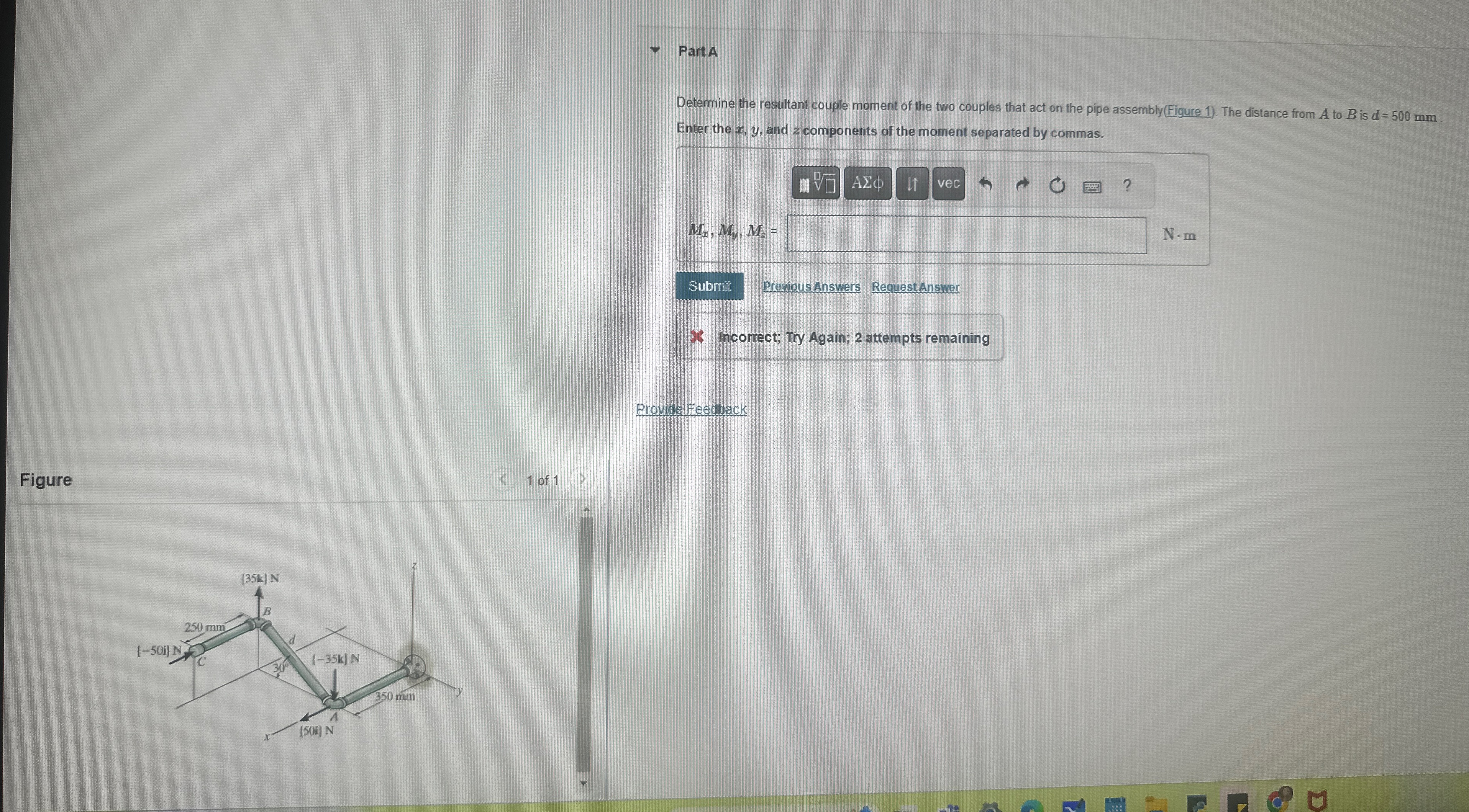 Parta Determine the resultant couple moment of