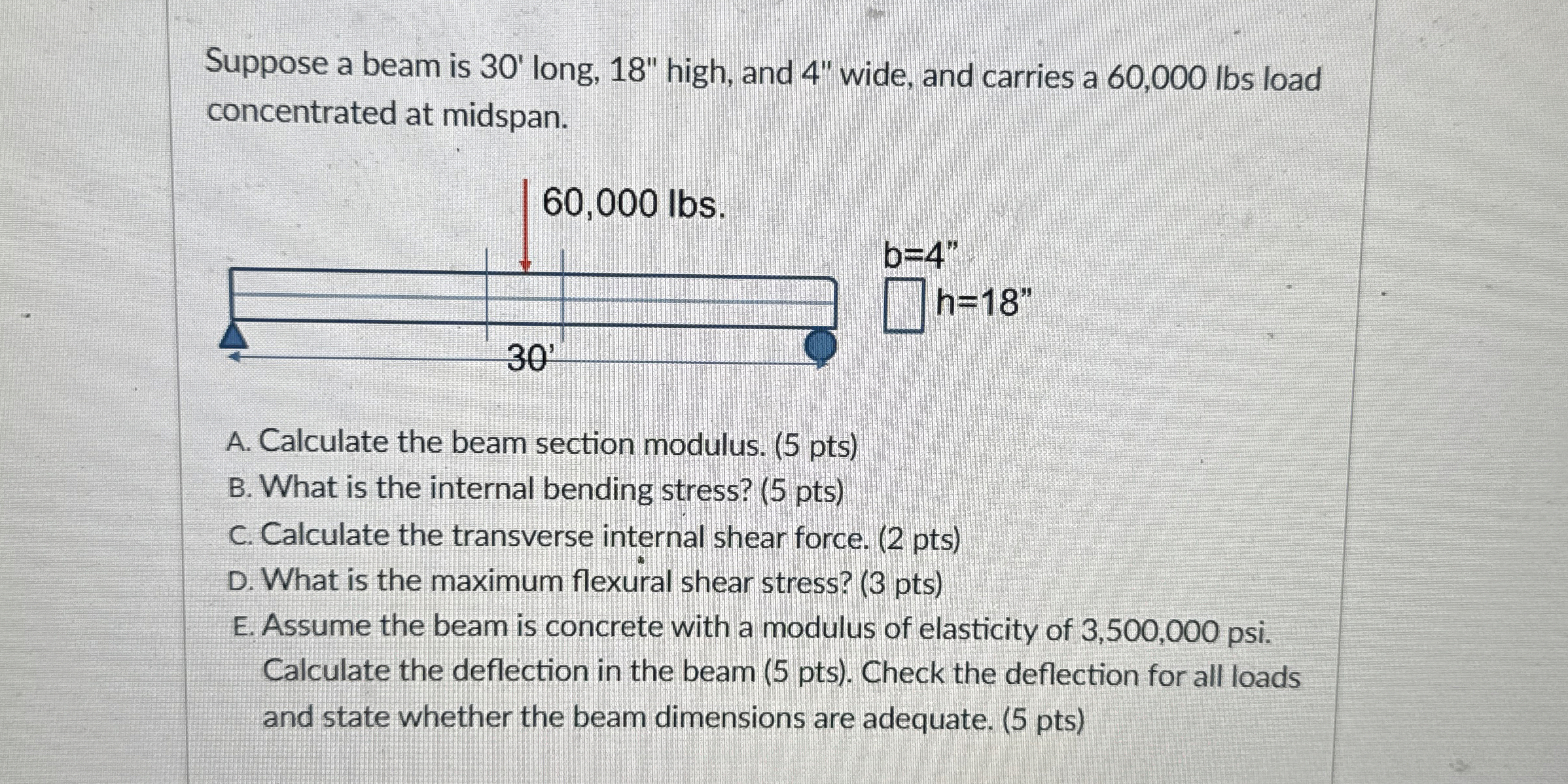 Suppose a beam is 3 0 ' long, 1 8 