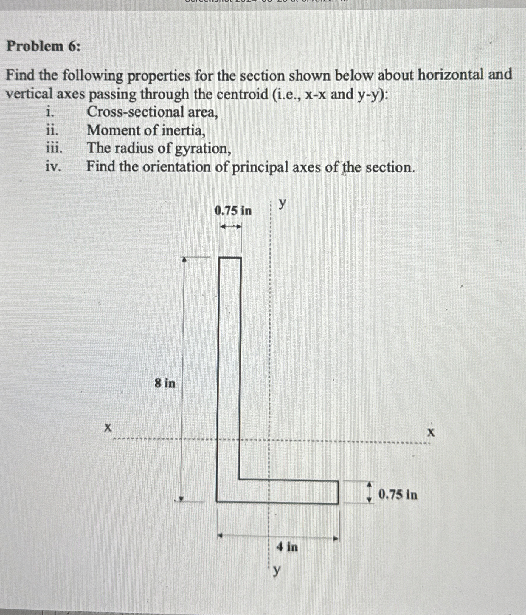 Problem 6 : Find the following properties for the