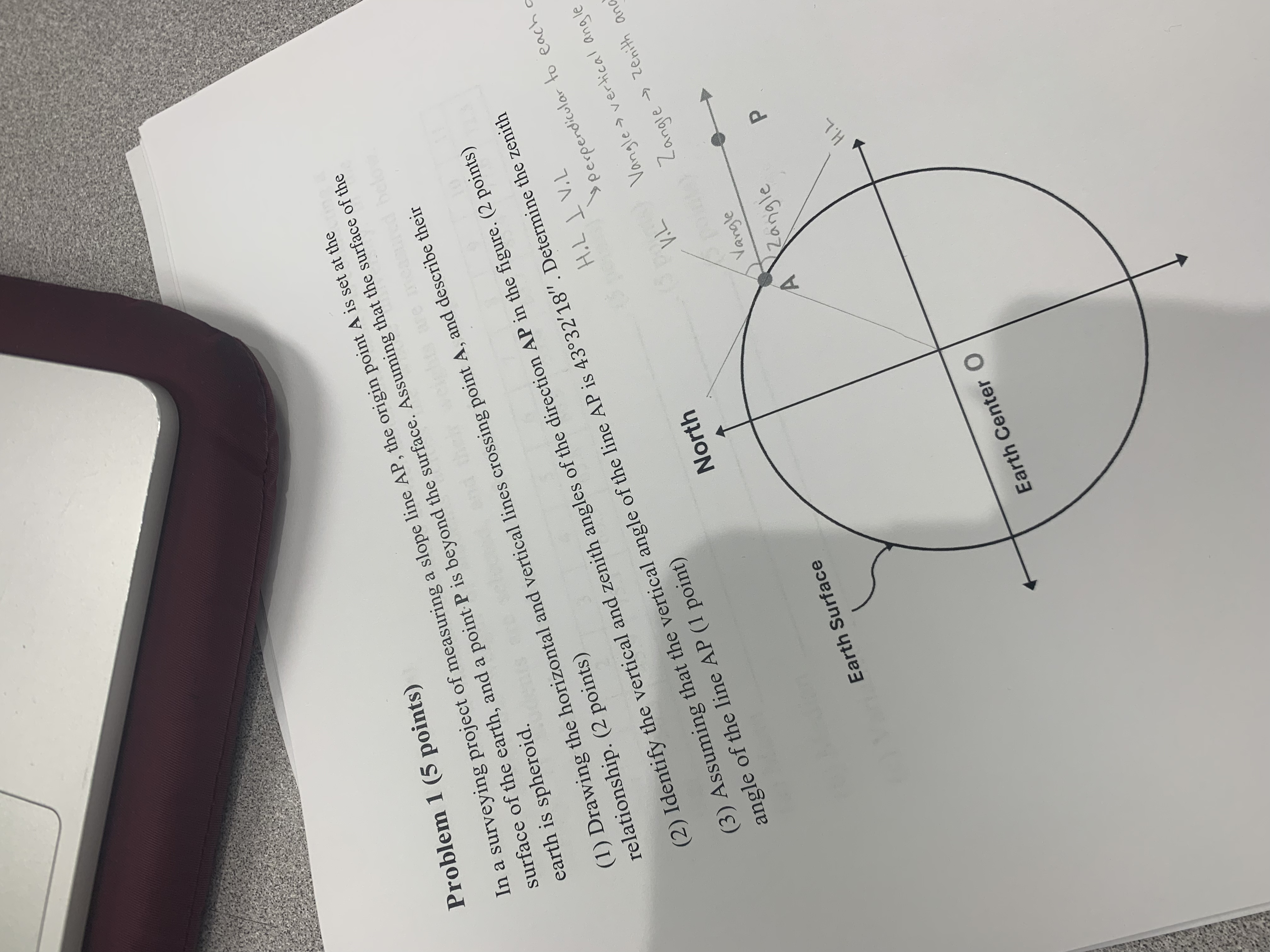 Problem 1 ( 5 points ) In a surveying project of