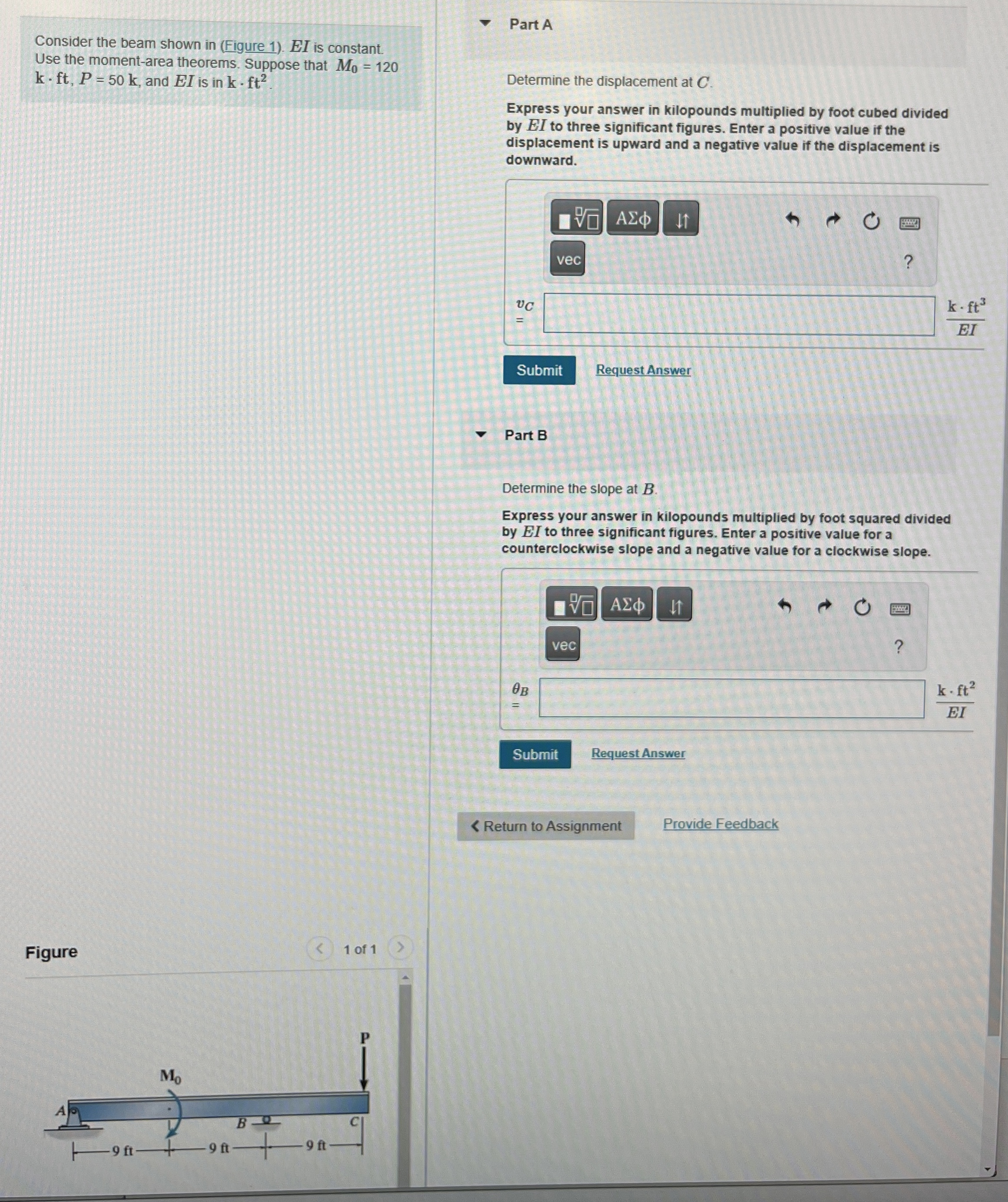 Consider the beam shown in ( Figure 1 ) . EI is