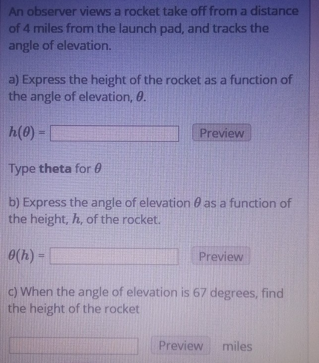 What would the answer to c ) be if the angle of