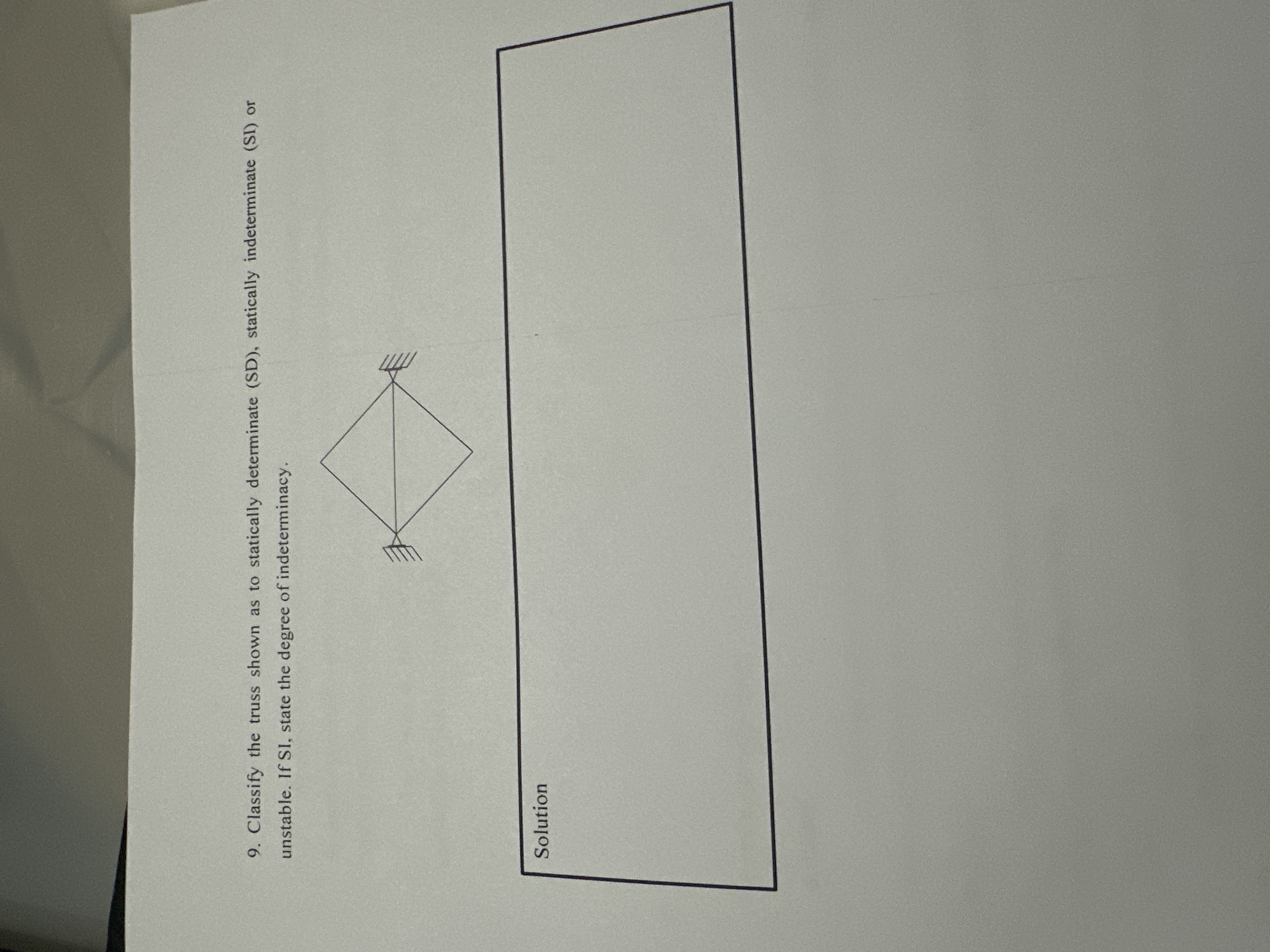 9 . Classify the truss shown as to statically