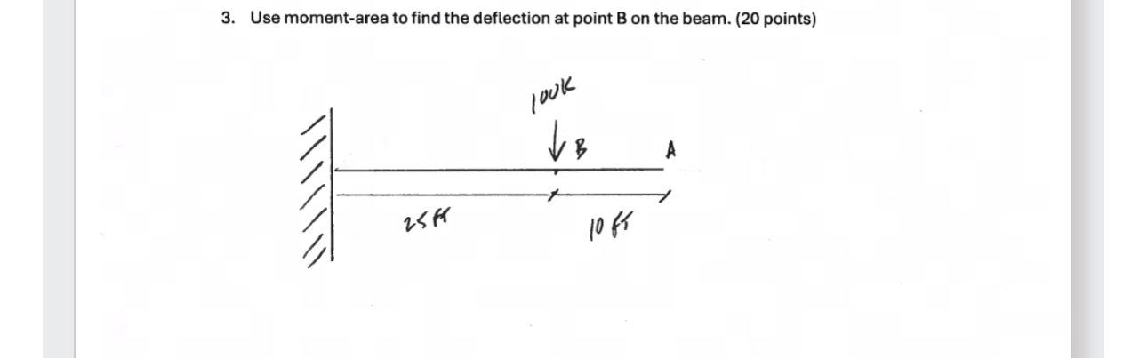 Use moment - area to find the deflection at point