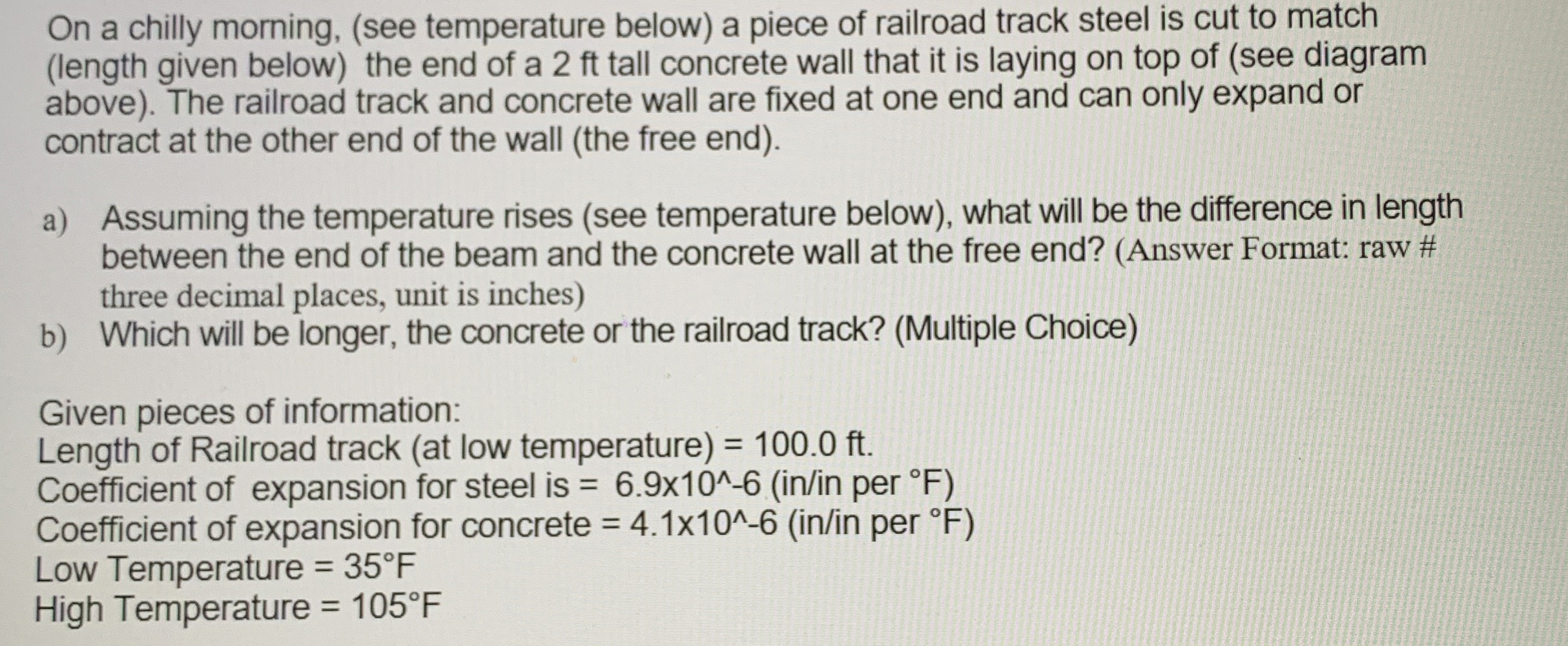 Problem # 4 Material Changes due to temperature