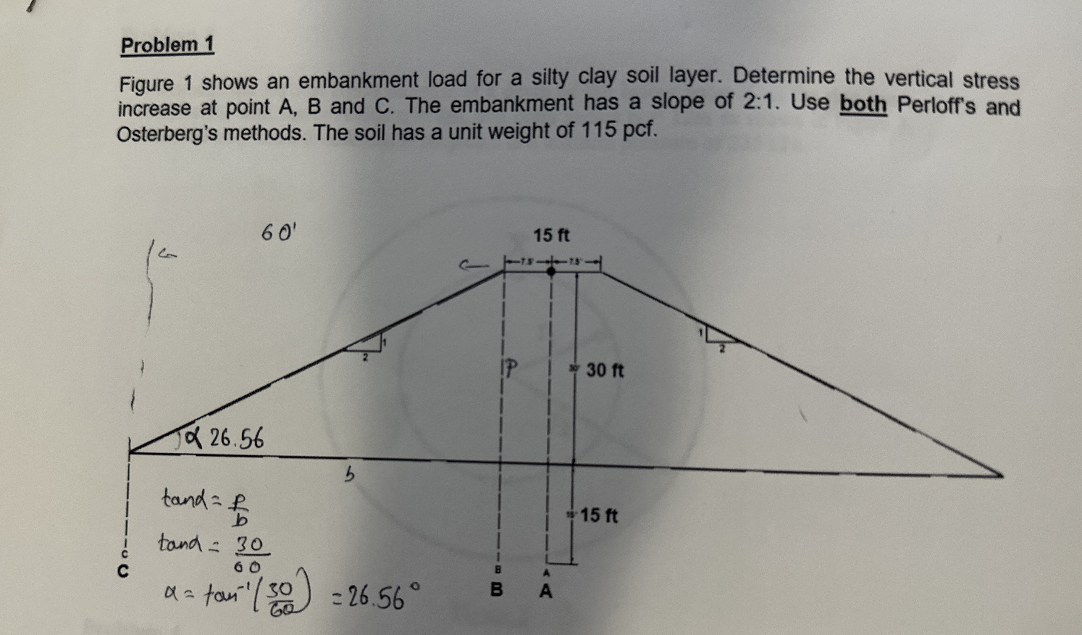 Problem 1 Figure 1 shows an embankment load for a