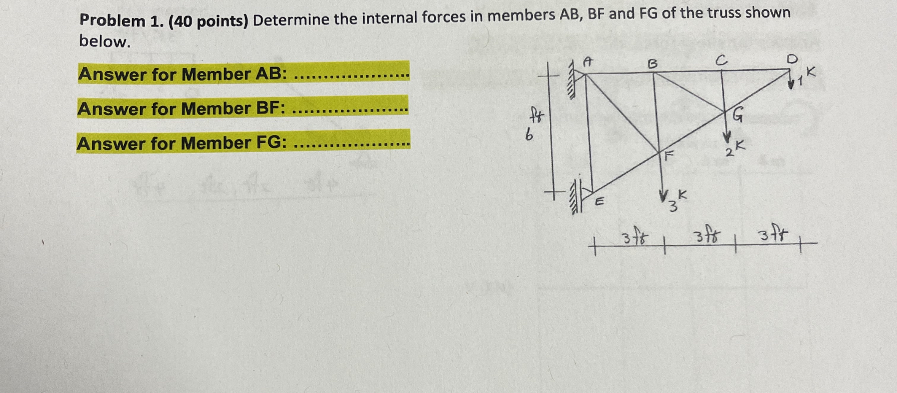 How to solve Problem 1 . ( 4 0 points ) Determine