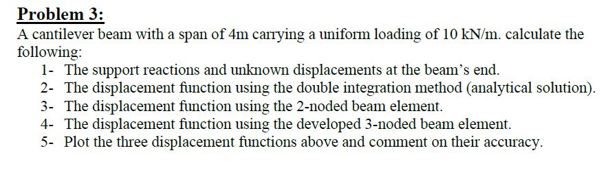 Problem 3 : A cantilever beam with a span of 4 m