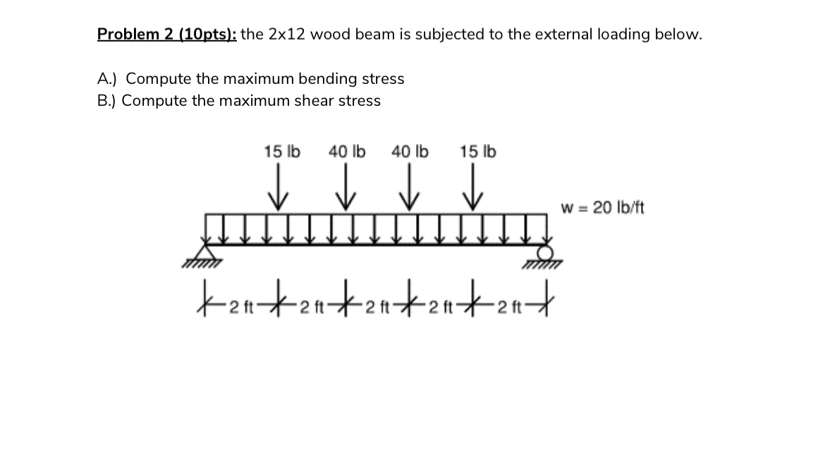 Problem 2 : the 2 1 2 wood beam is subjected to