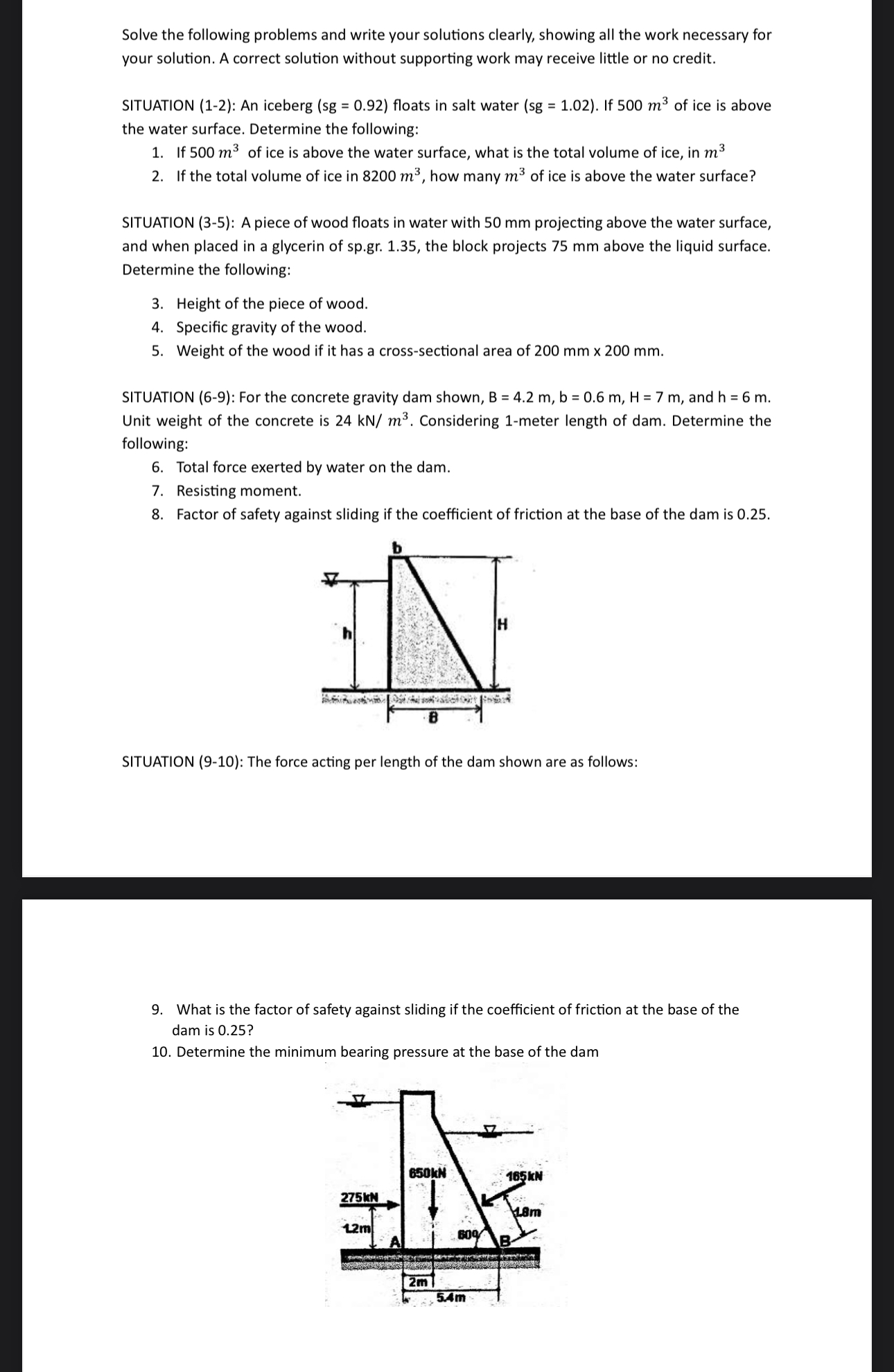 Solve the following problems and write your