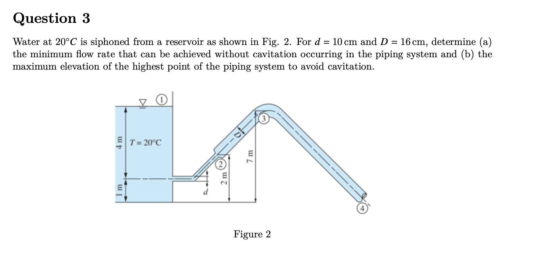 Question 3 Water at 2 0 C is siphoned from a