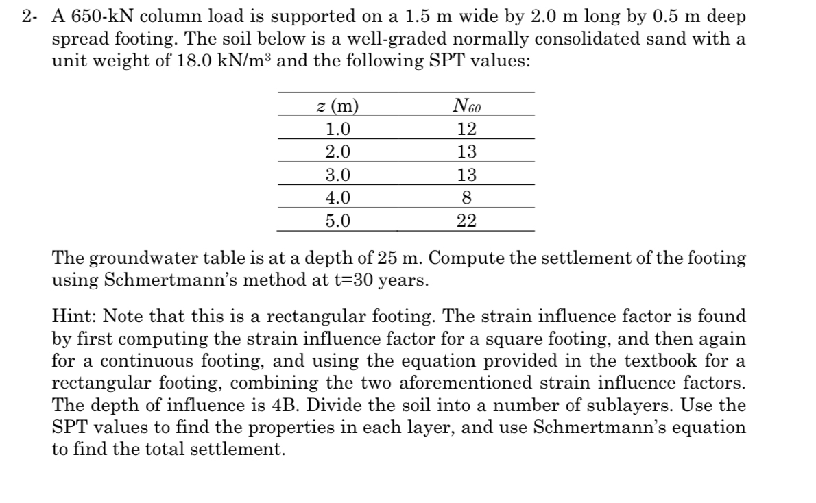 2 - A 6 5 0 - k N column load is supported on a 1