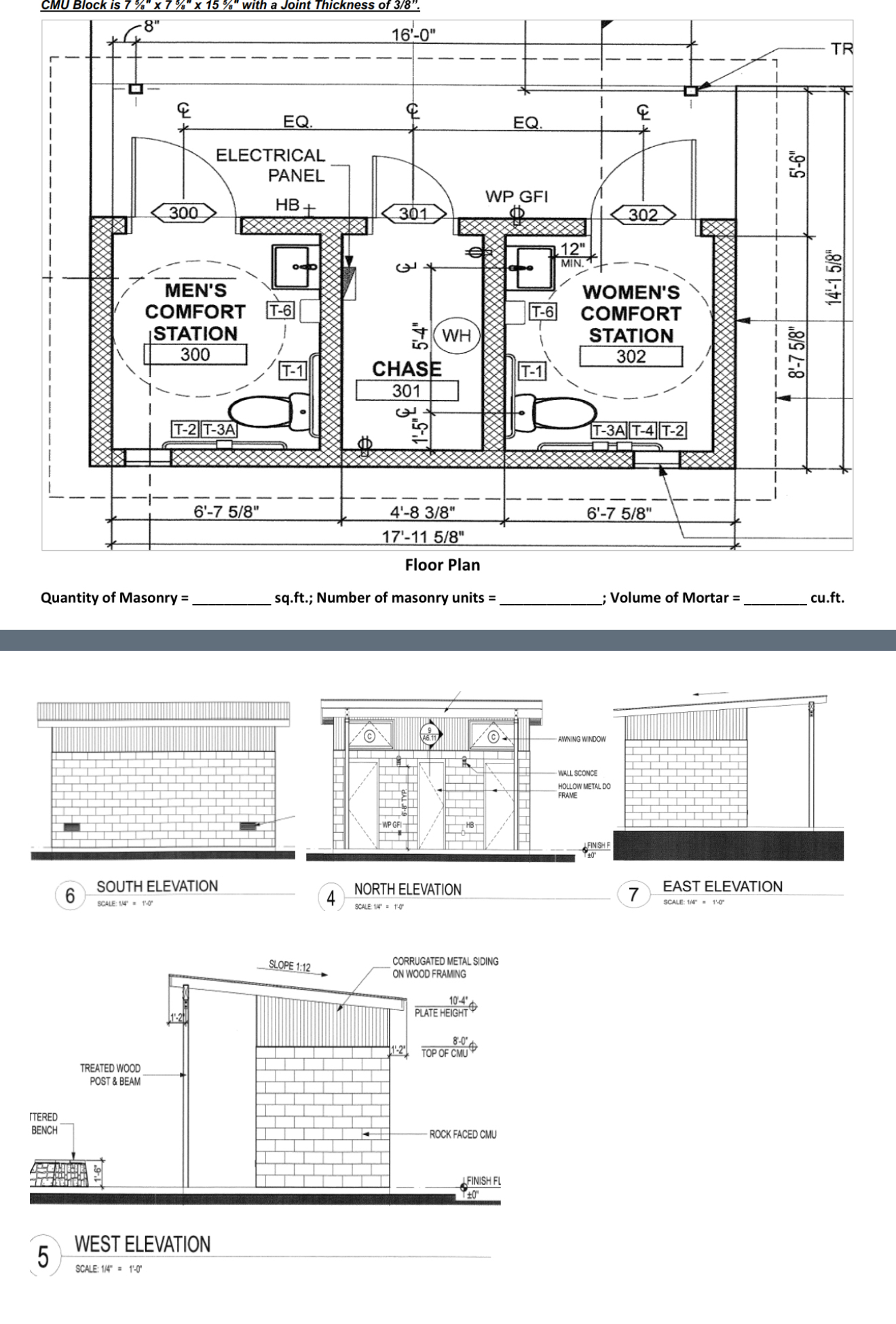 Quantity of Masonry = sq . ft . ; Number of