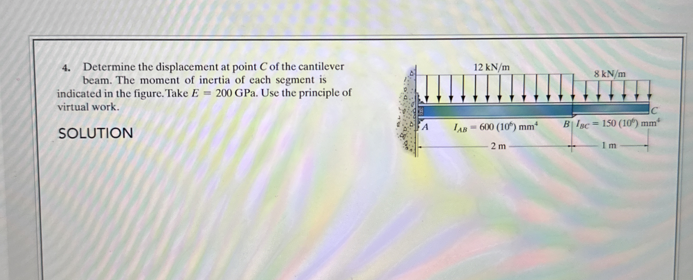 Determine the displacement at point C of the
