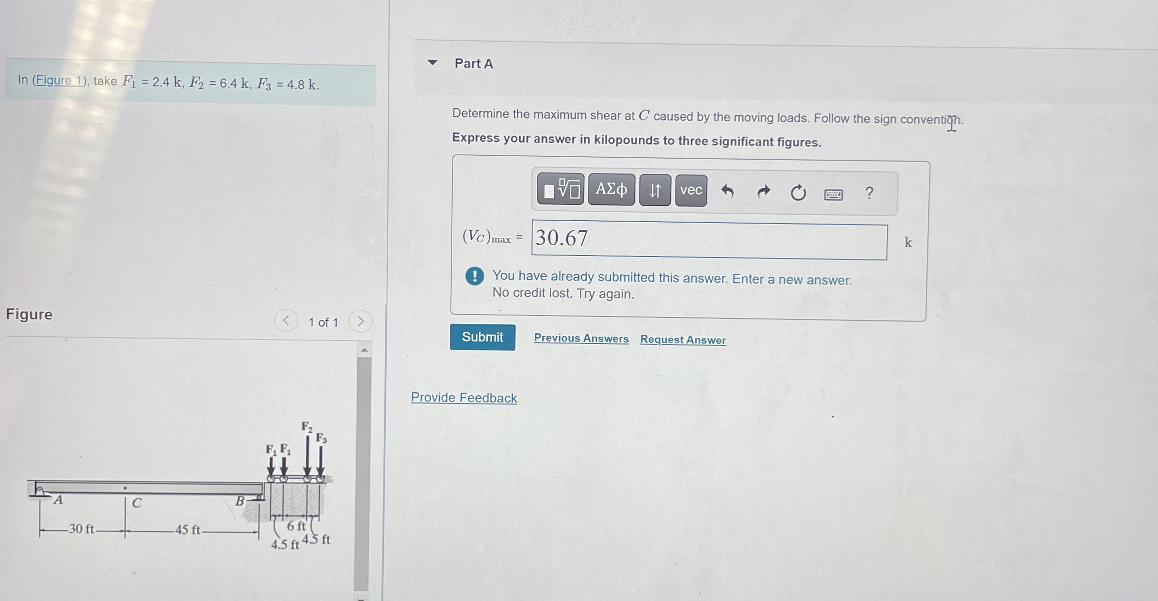 l n ( Figure 1 ) , take F 1 = 2 . 4 k , F 2 = 6 .