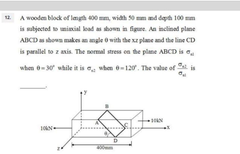 A wooden block of length 4 0 0 m m , width 5 0 m