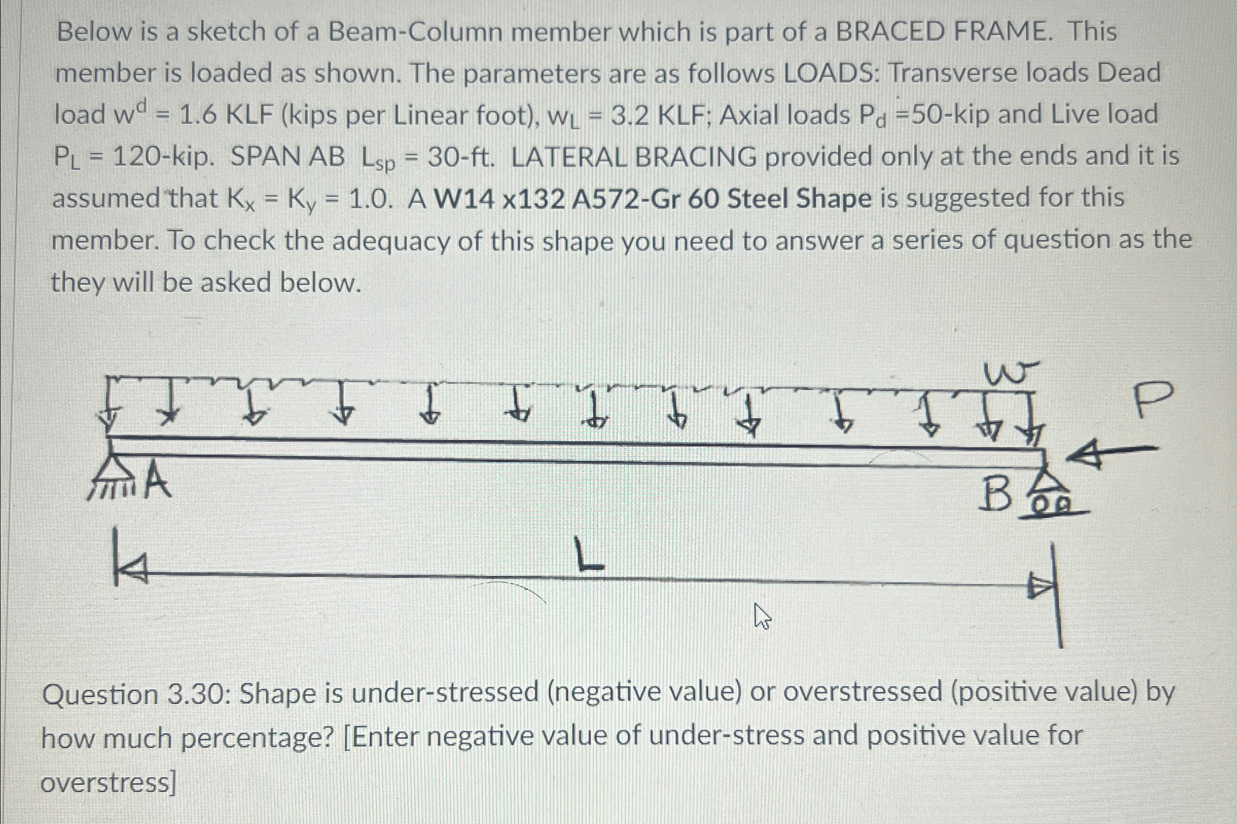 Below is a sketch of a Beam - Column member which