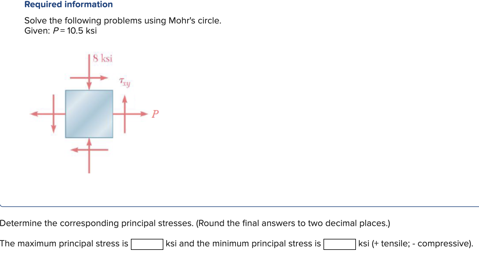 Determine the corresponding principal stresses. (