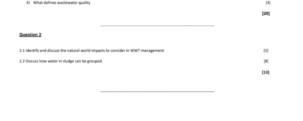 What defines wastewater quality q , [ 2 0 ]