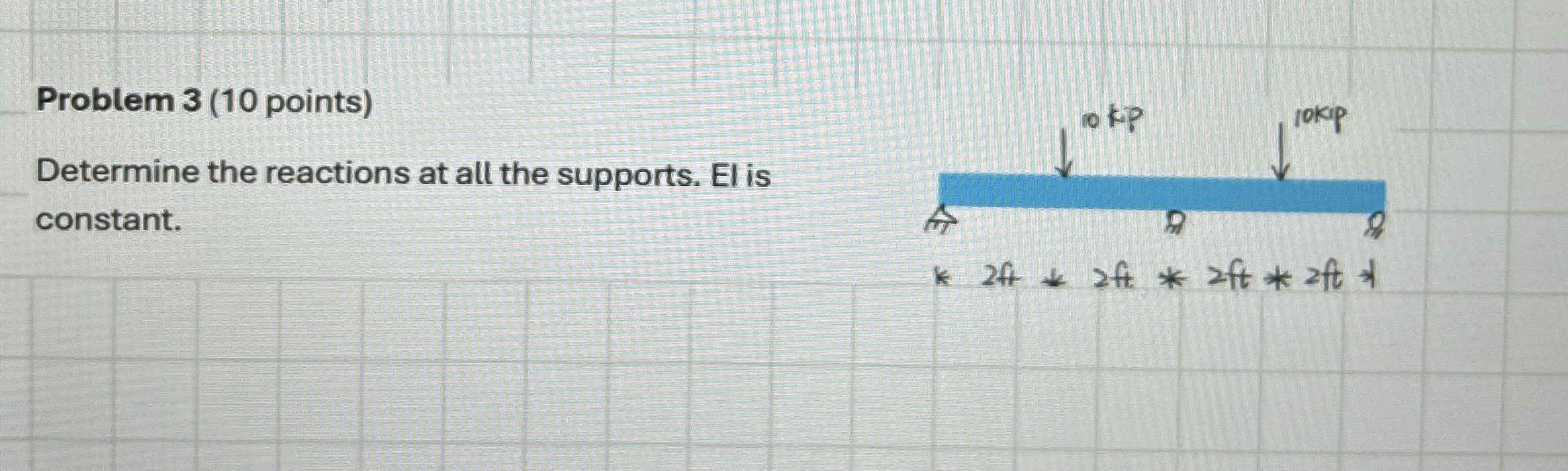 Problem 3 ( 1 0 points ) Determine the reactions