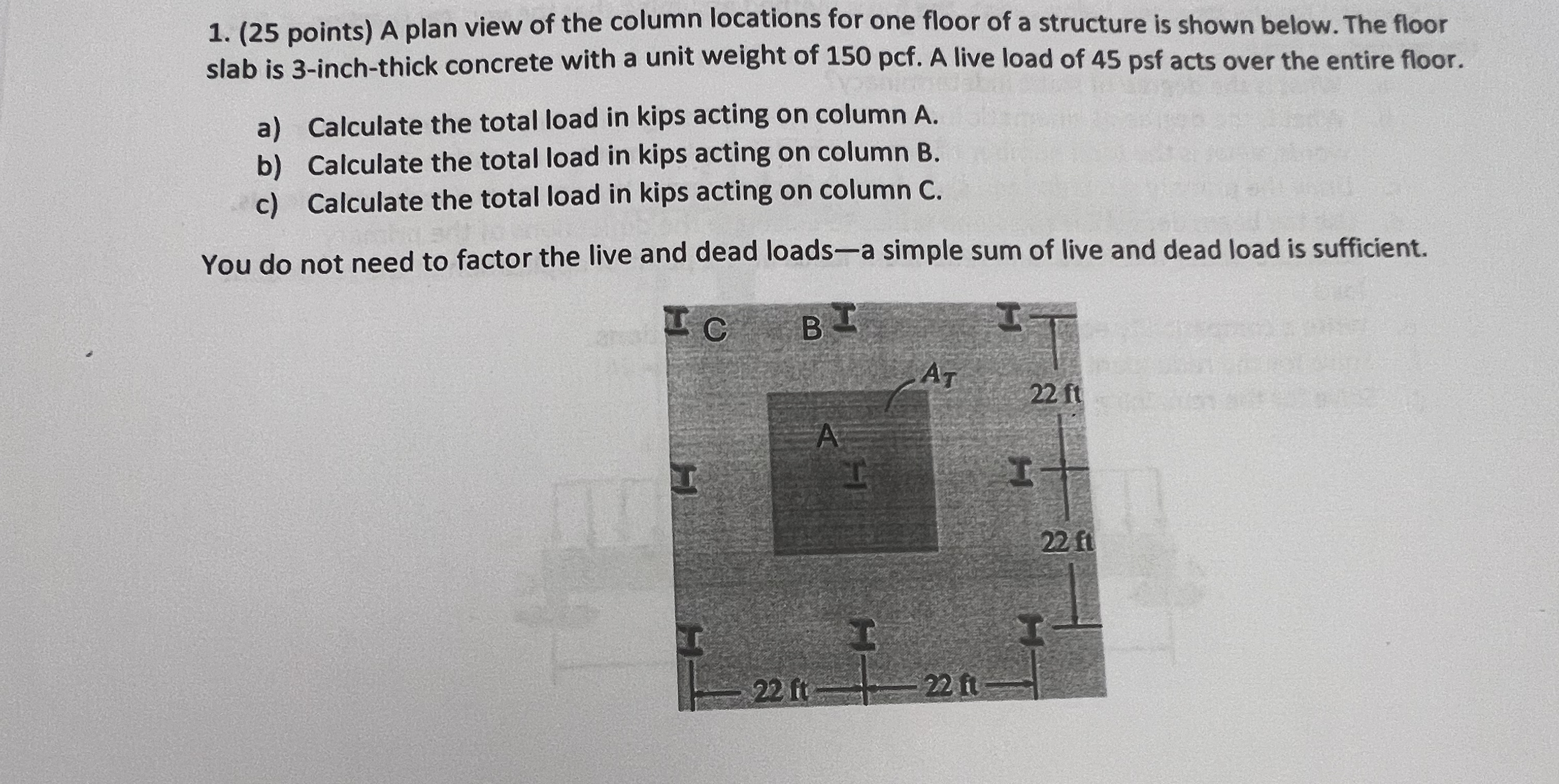 ( 2 5 points ) A plan view of the column