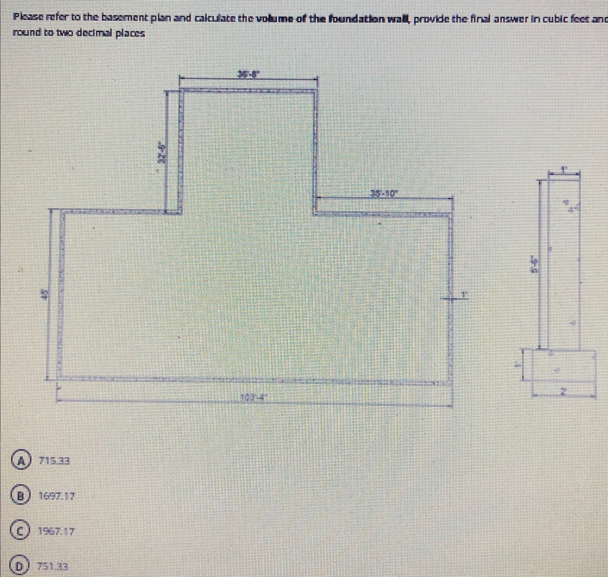 Plese refer to the basement plan and calculate