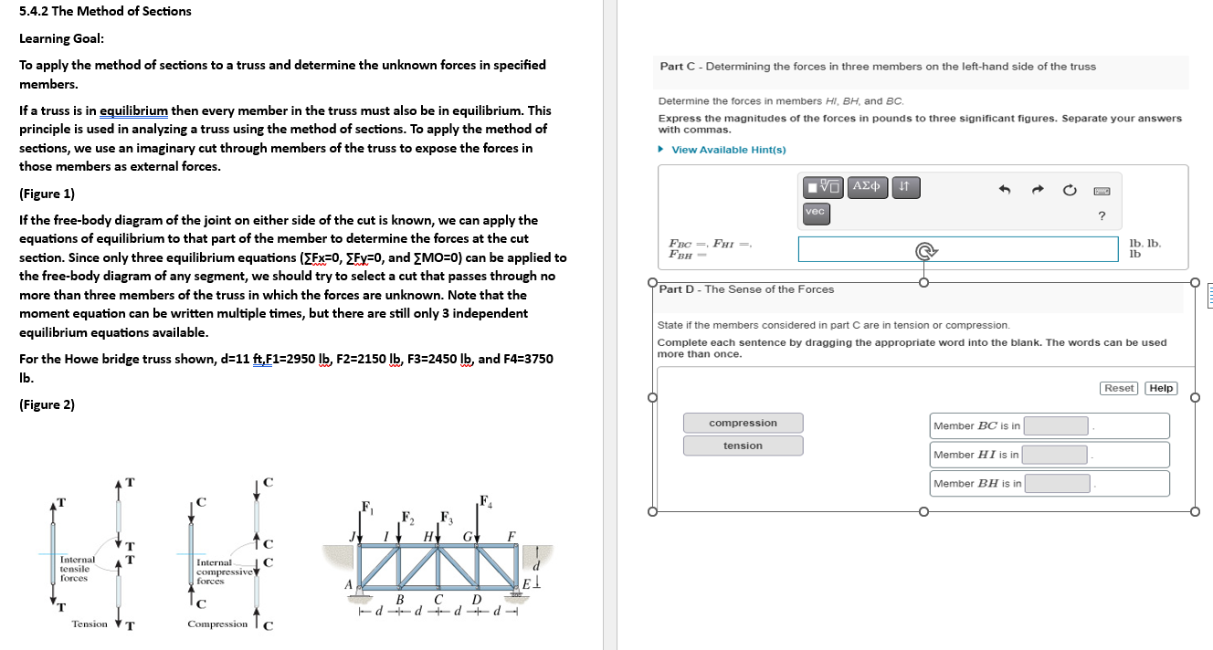 5 . 4 . 2 The Method of Sections Learning Goal: