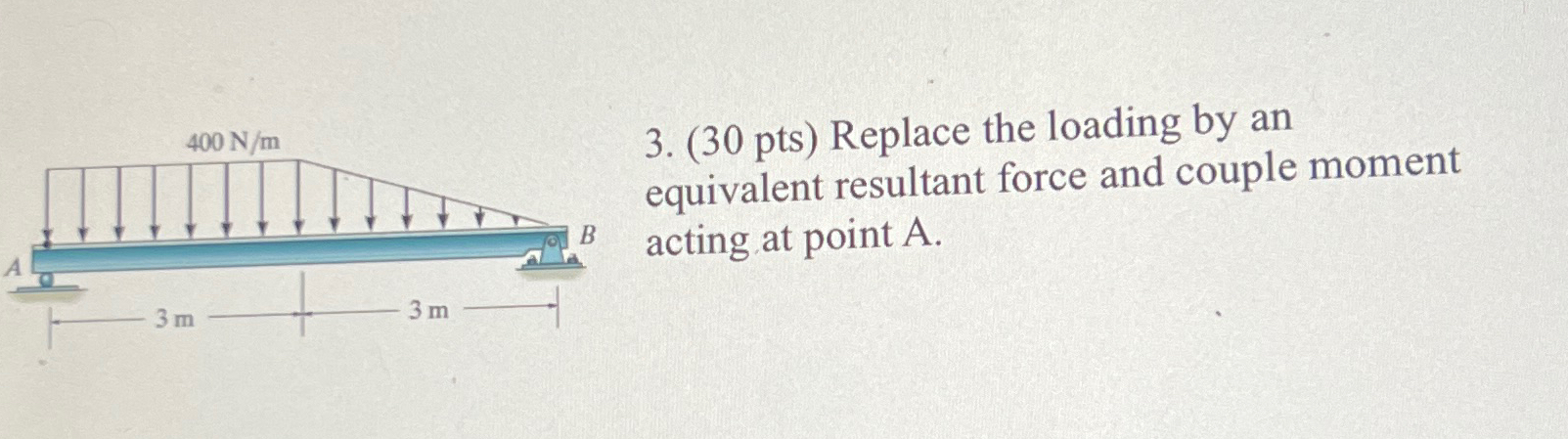 ( 3 0 pts ) Replace the loading by an equivalent
