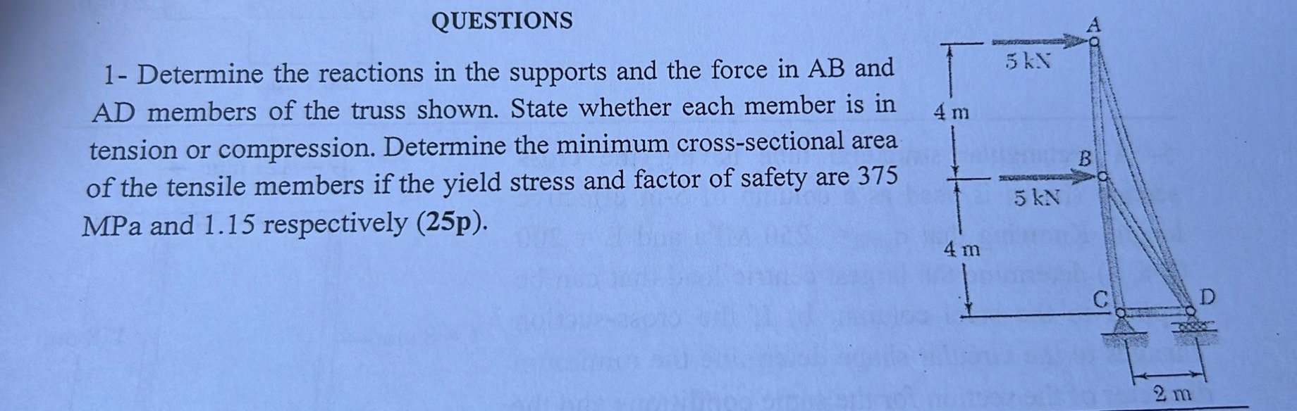 QUESTIONS 1 - Determine the reactions in the