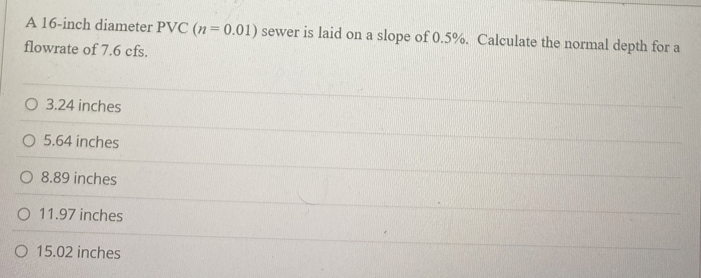A 1 6 - inch diameter PVC