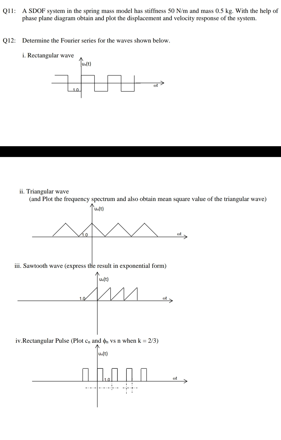 Q 1 1 : A SDOF system in the spring mass model