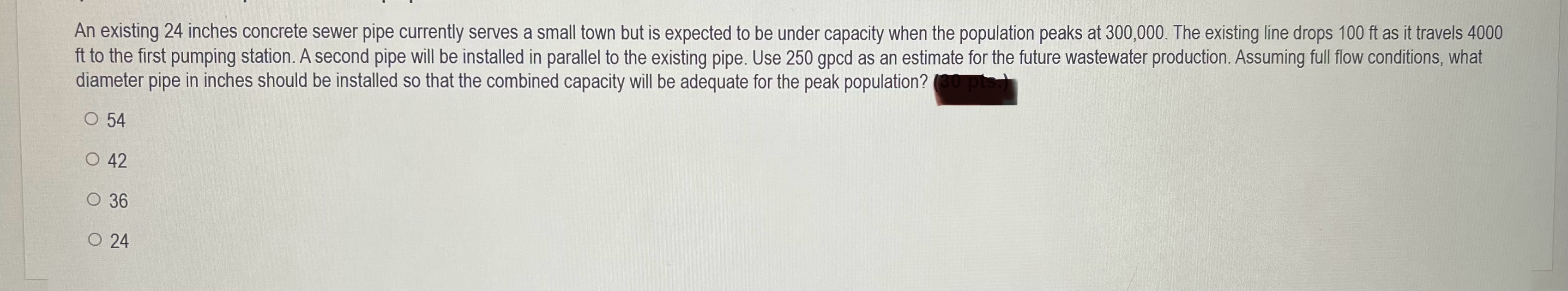 An existing 2 4 inches concrete sewer pipe