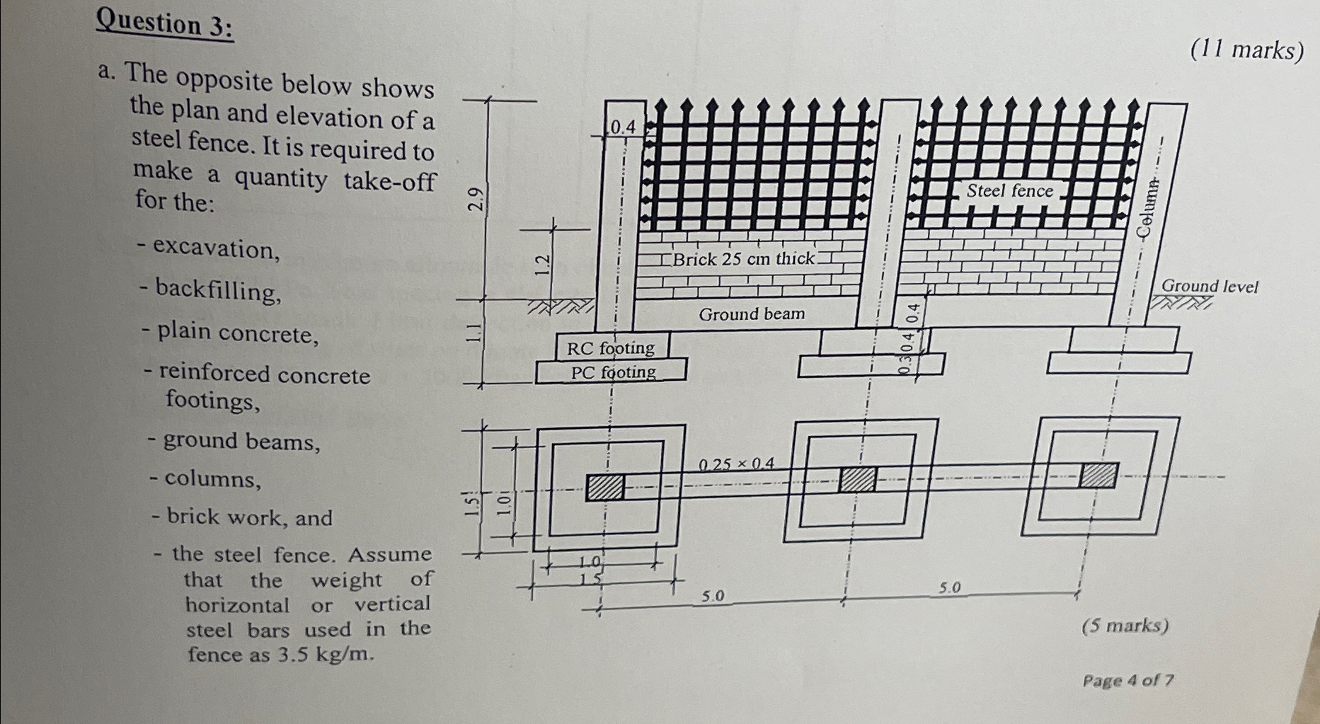 Question 3 : a . The opposite below shows the