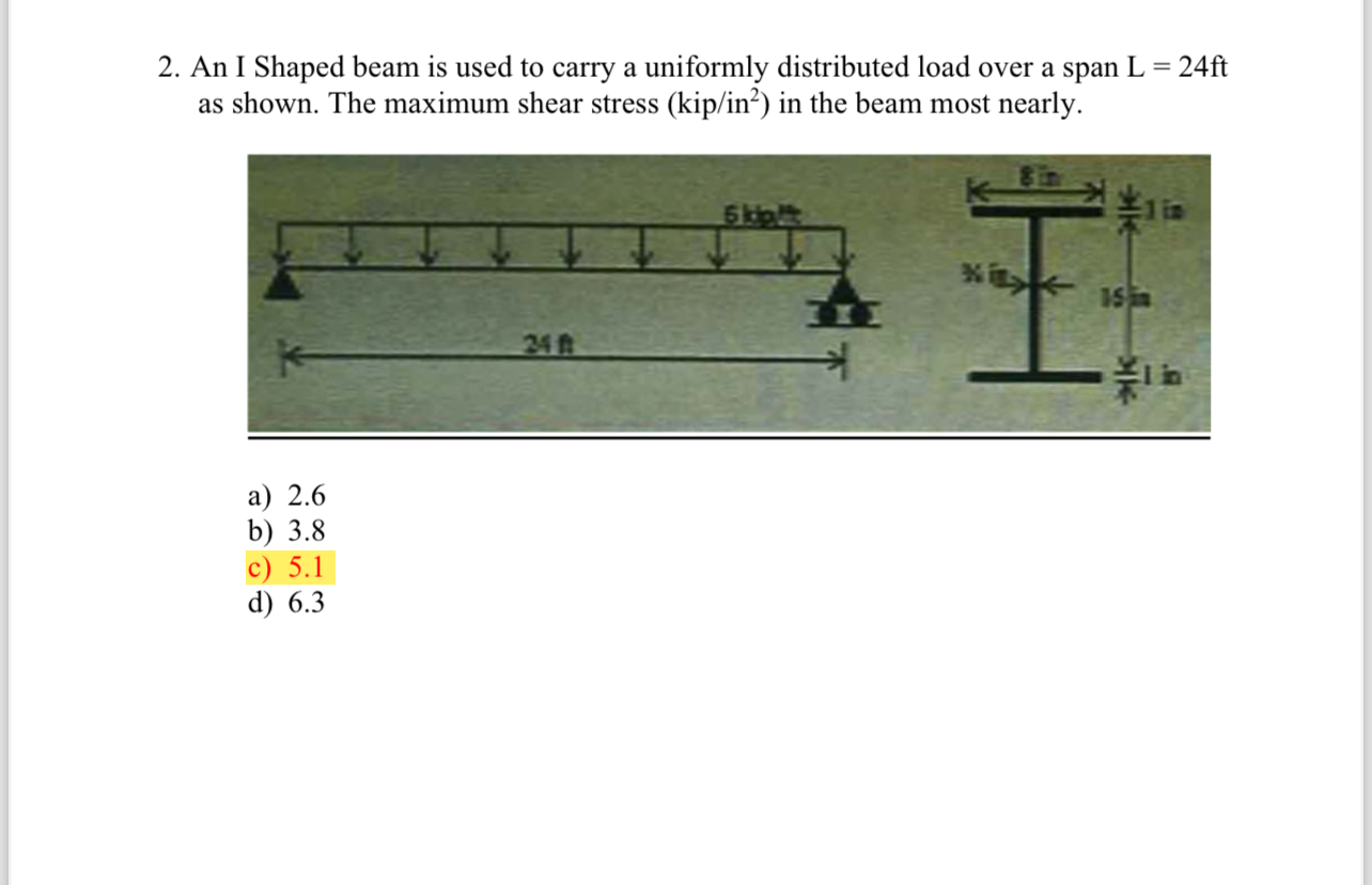 An I Shaped beam is used to carry a uniformly