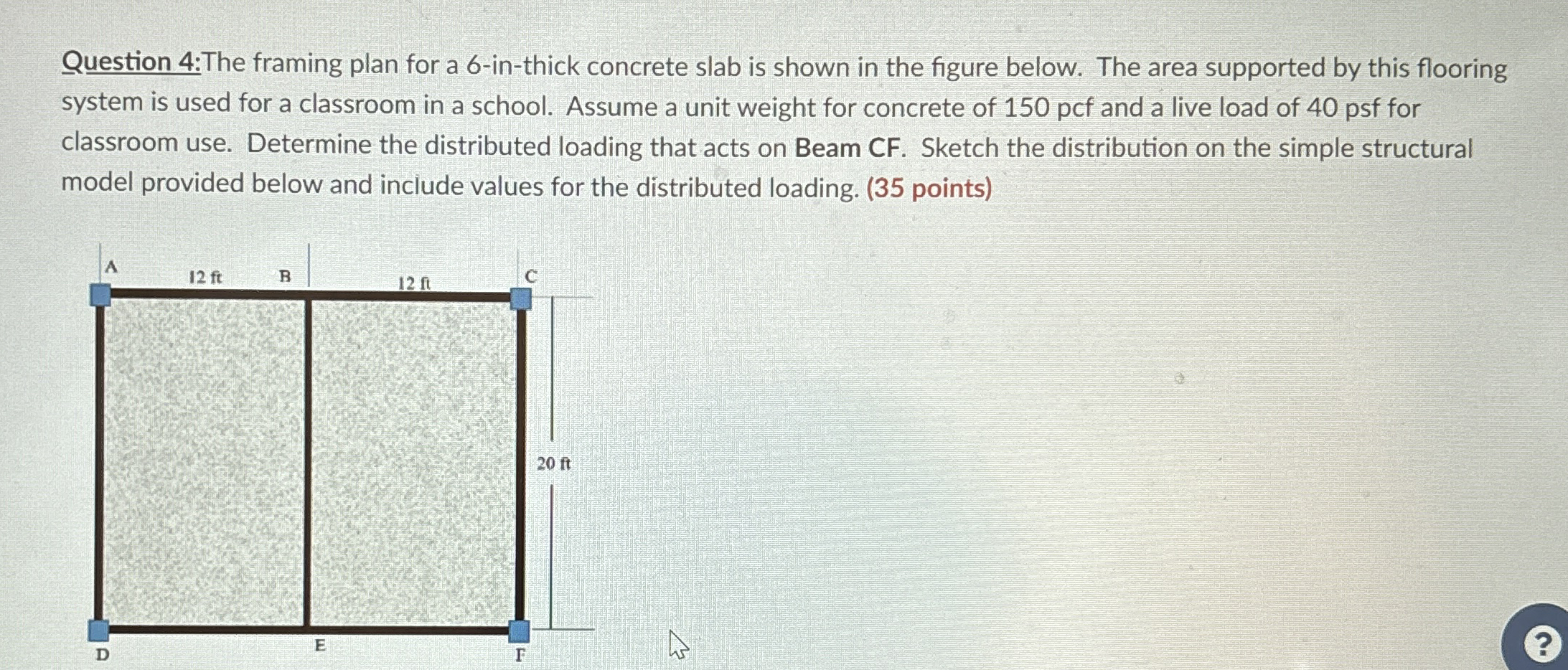 Question 4 :The framing plan for a 6 - in - thick