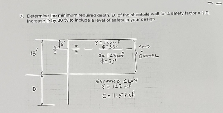 Determine the minimum required depth, D , of the