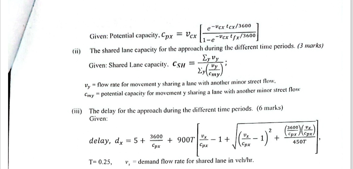b ) The following traffic counts summarised in