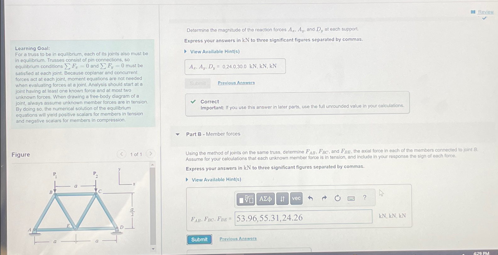 Learning Goal: For a truss to be in equilibrium,