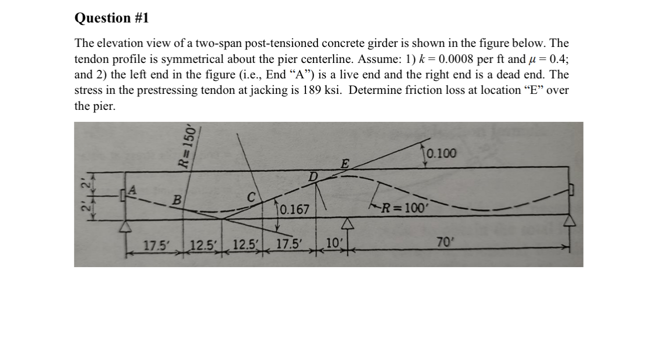 Question # 1 The elevation view of a two - span