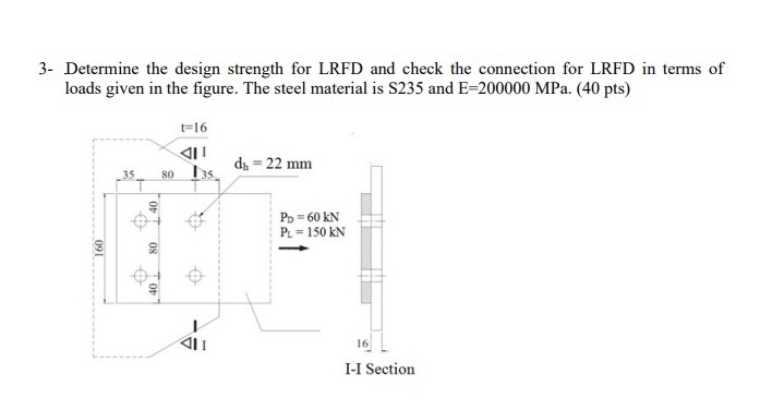 Determine the design strength for LRFD and check