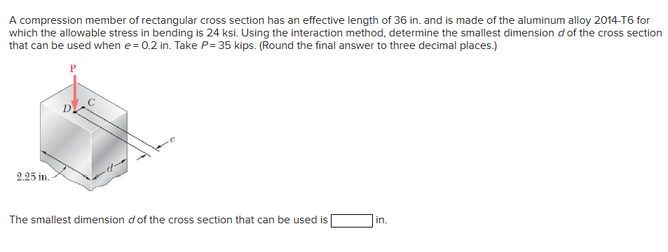 A compression member of rectangular cross section