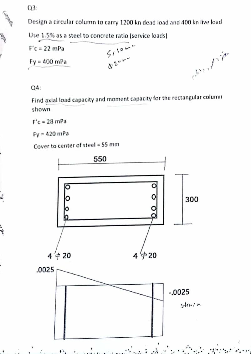 Q 3 : Design a circular column to carry 1 2 0 0