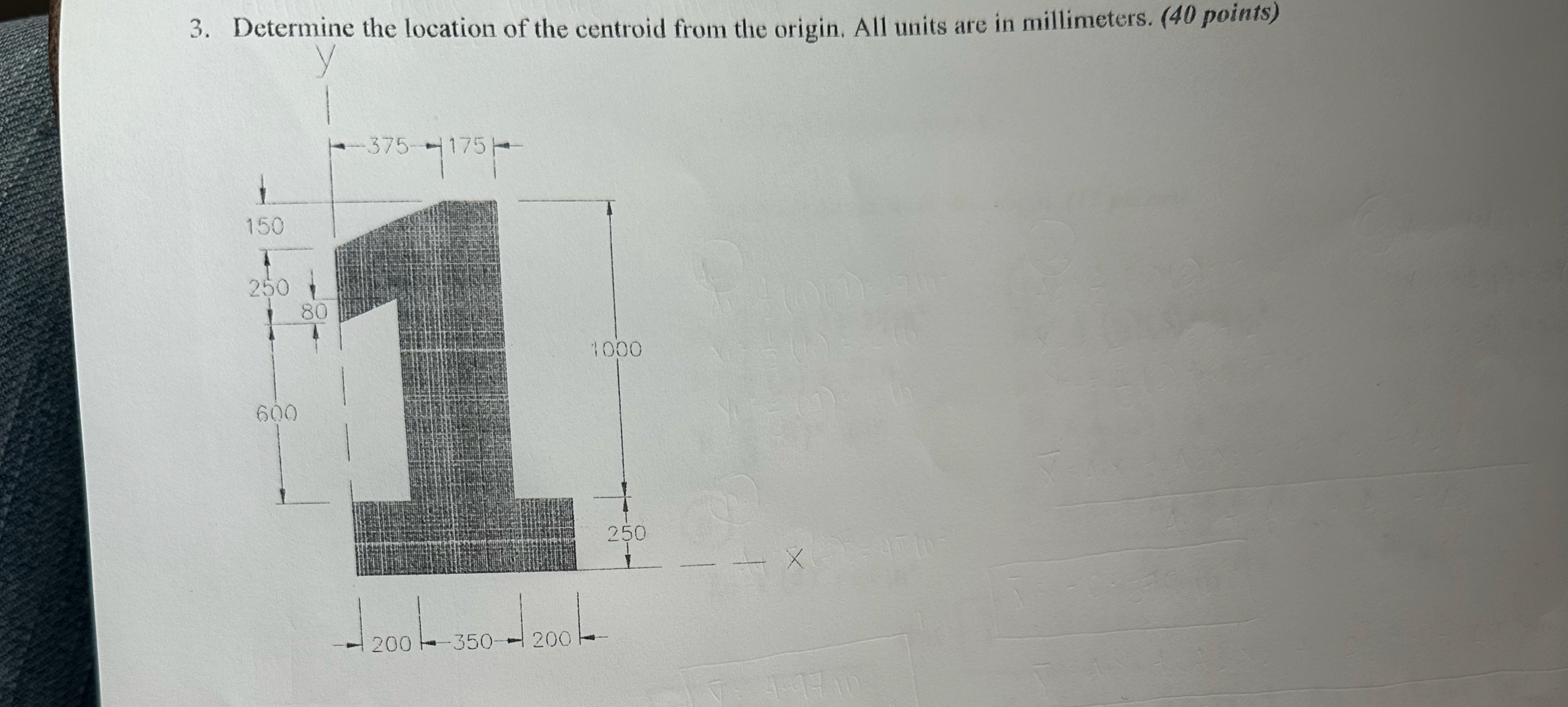 Determine the location of the centroid from the