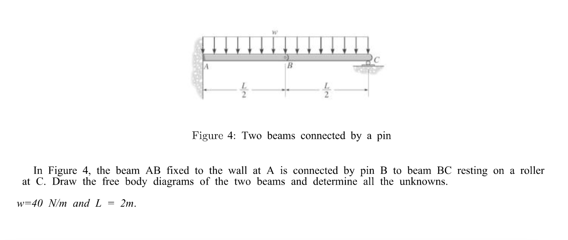 Figure 4 : Two beams connected by a pin In Figure