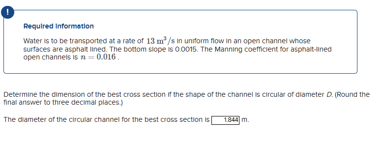 ! Required Information Water is to be transported