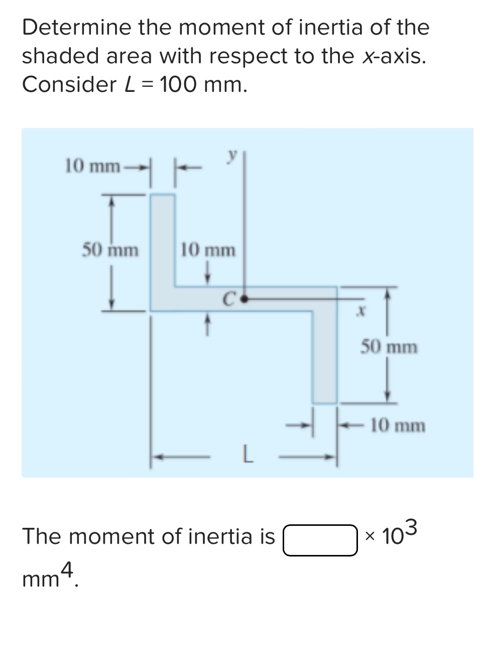 Determine the moment of inertia of the shaded