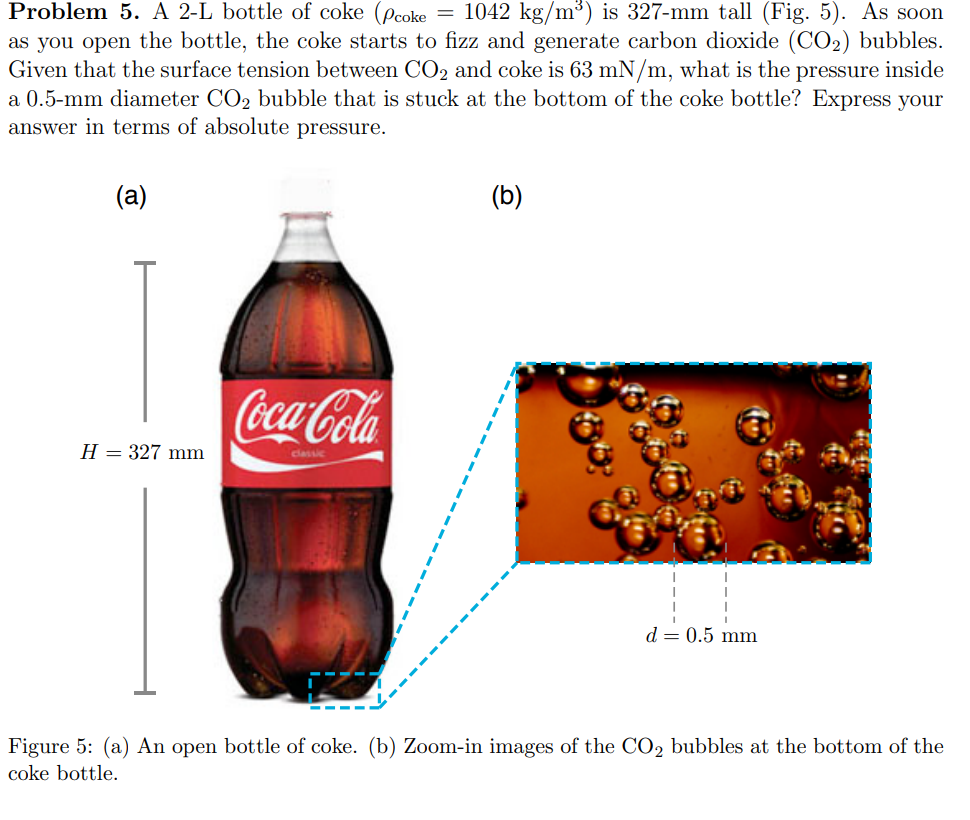 Problem 5 . A 2 - L bottle of coke ( c o k e = 1